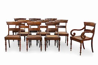 Ten Anglo-Indian exotic hardwood dining chairs