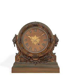 A Neoclassical style patinated bronze timepiece
