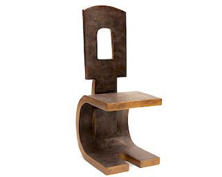 A James Vilona contemporary bronze side chair