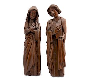 A pair of Continental Gothic figures of saints