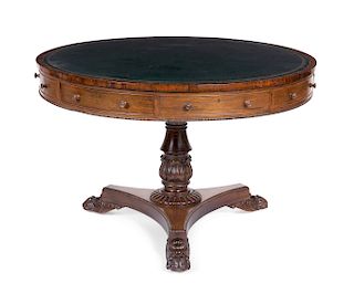 George IV goncalo alves & faux grained drum table