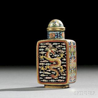 Cloisonne Snuff Bottle with Dragon and Phoenix
