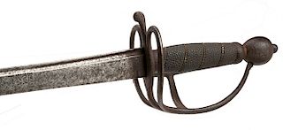 A MID-18TH CENTURY, BRITISH IRON-HILTED HANGER BY WILLIAM HARVEY 

A handsome example of a British infantry hanger of the French & I...