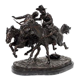 An American Bronze Figural Group, After Frederic Remington (1861-1909) Width 22 1/4 inches.