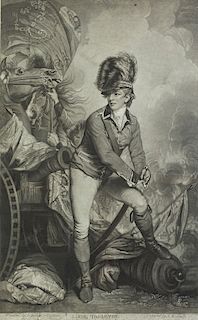 JOHN RAPHAEL SMITH (1751-1812) after SIR JOSHUA REYNOLDS 
Lt. Col. Tarleton 
Mezzotint by John Raphael Smith, published 4 Oct. 1782,...