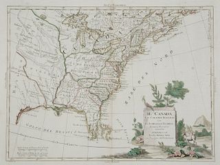 1778 MAP OF EASTERN NORTH AMERICA 

ZATTA, ANTONIO. Il Canada, Le Colonie Inglesi con La Luigiana, e Florida. Double-page engraved m...
