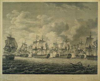 1781 NAVAL BATTLE OF DOGGER BANK 

[inscribed in legend below scene] “To HYDE PARKER Esqr. VICE ADMIRAL of the BLUE SQUADRON of HIS ...