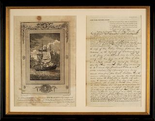 EYEWITNESS ACCOUNT OF JOHN PAUL JONES AND THE BATTLE OF FLAMBOROUGH HEAD, 1779 

THOMAS DE RUSSY, DS, partially-printed, folio sheet...
