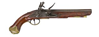 A FLINTLOCK TOWER LIGHT DRAGOON PISTOL OF THE YORK HUSSARS, C. 1794 

Round, plain, smoothbore 9 in. L barrel of 0.685 caliber bore,...
