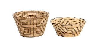 Two Pima Baskets Height of first 5 x diameter 8 1/2 inches