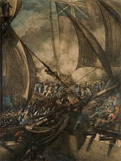LOUIS-PHILLIPE CREPIN (1772-1851) 
Study for the ‘Battle of the Bayonnaise against the Ambuscade’, c. 1800 
pastel, charcoal and wat...