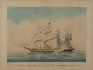 THE CAPTURE OF THE SPANISH SLAVER FORMIDABLE BY HMS BUZZARD, 17 DECEMBER 1834 

Colored aquatint & etching, 18 ½ x 24 ½ in. (view), ...