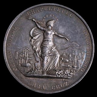 SILVER ‘REGIMENT OF NEW YORK VOLUNTEERS IN MEXICO’ MEDAL PRESENTED TO CALIFORNIA VETERAN 
Silver. Choice About Uncirculated. Semi-pr...