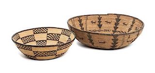 Two Western Apache Baskets Height of first 3 x diameter 10 inches.