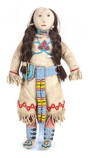 A Crow Beaded Doll by Among the Sheep Height 11 inches.
