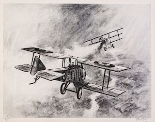 JOHN KELLY ( b. 1965) 
The Red Baron 
Lithograph on paper, 16 x 20 in. (view) in contemporary mat and frame; n.d. (c. 1988)signed by...
