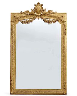 An imposing French carved giltwood & gesso mirror