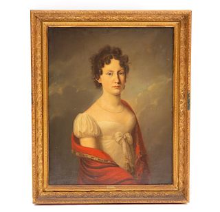 French School, oil,  Portrait of a lady