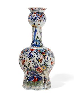A Delft polychrome decorated vase