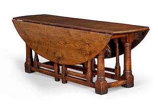 A William and Mary oak double gate leg table