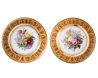 Pair Sevres porcelain  Nankin cabinet plates