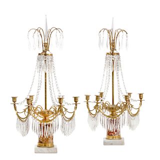Pair of Swedish Neoclassical six light girandoles