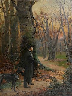 Carl Rohling, oil,  Bismark with his mastiff