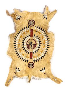 A Contemporary Southern Plains Decorated Pelt Height 42 x width 18 inches.