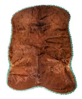 A Vintage Brown Cow Hide Carriage/Sleigh Lap Robe 72 x 60 inches.