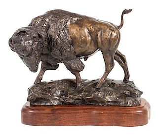 An American Bronze, Joe Halko (b.1940) Height 11 x width 12 3/4 x depth 6 1/2 inches.