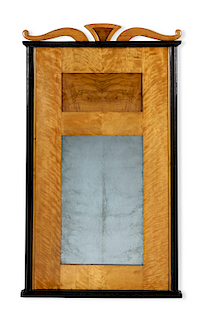 Biedermeier parcel ebonized and fruitwood mirror