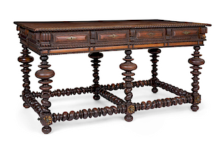 Portuguese Baroque exotic hardwood library table