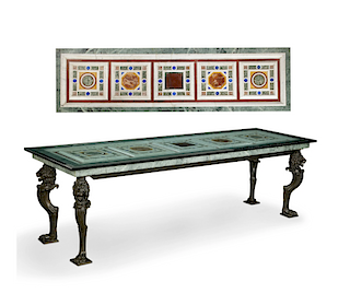 A specimen marble  & patinated bronze center table
