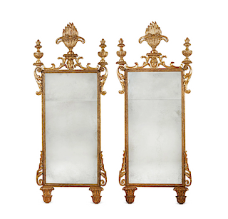 Pair Italian Neoclassical style giltwood mirrors
