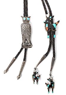 Two Southwestern Bolo Ties Height of first 2 1/2 inches.