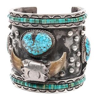 A Monumental Southwestern Cuff Length 6 3/4 x opening 1 1/3 x width 2 3/4 inches