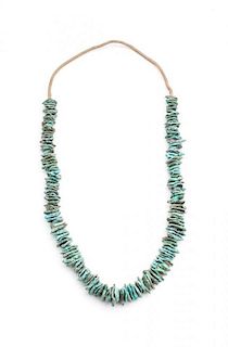 A Turquoise Tab Necklace Length 28 inches.