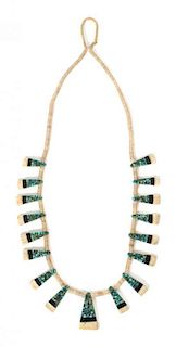 A Santo Domingo Mosaic Tab Necklace Length 32 inches.