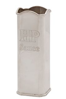 A Theo Fennell sterling silver HP sauce sleeve