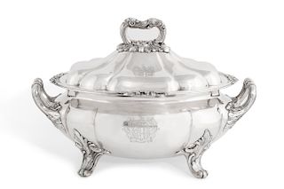 A Georgian Old Sheffield plate covered tureen
