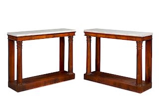 A pair of George IV goncalo alves console tables