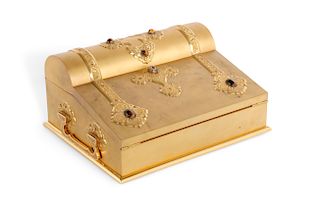 Gilt bronze and tiger s eye writing box, Tiffany