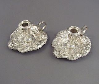 Pair of Gorham Sterling Silver Chamber Candlesticks