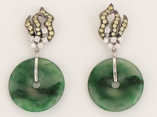 Sifen Chang Diamond and Jade Earrings