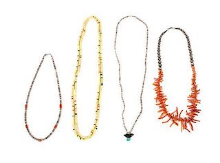 A Group of Three Heishi Bead Necklaces Length of longest 48 inches.