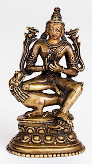Antique Pala Style Simhana Avalokitesvara Bronze