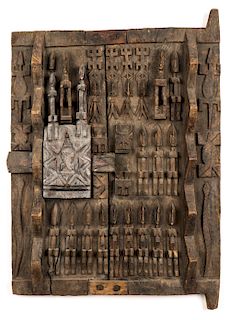 African Carved Wood Dogon Granary Door