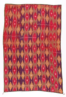 19th C. Uzbek Silk Ikat Panel: 80'' x 52''