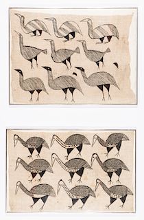 Two African Textiles with Birds