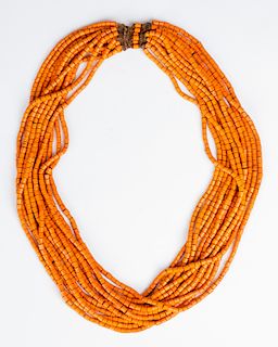 Large Orange Tile Bead Naga Necklace